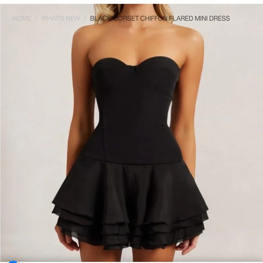 Heiress Beverly Hills - BLACK CORSET CHIFFON FLARED MINI DRESS